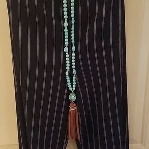 Chico's Long Turquoise Necklace with Tassel
